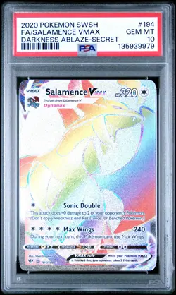 2020 POKEMON SWORD & SHIELD DARKNESS ABLAZE #194 FULL ART/SALAMENCE VMAX PSA 10 - Image 1