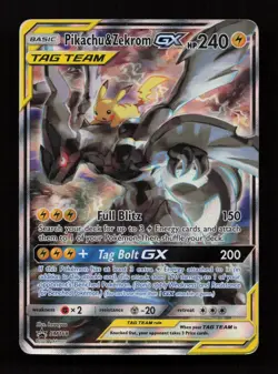 Pikachu & Zekrom GX SM168 Promo SM Black Star Promos Pokemon Heavily Played - Image 1