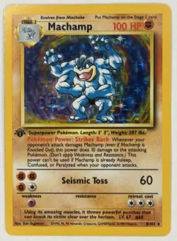 Pokemon TCG Base Set Machamp Holo Rare 8/102 - Image 1