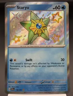 Pokemon TCG Staryu Scarlet Violet Paldean Fates Baby Shiny Rare Card 118/091 - Image 1