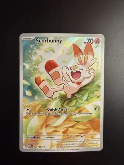 Pokemon Scorbunny 225/217 Holo Basic 70HP 10+ Attack English TCG Card - Image 1