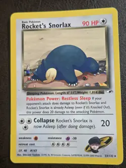 Rocket's Snorlax 033/132 Gym Heroes Regular Pokemon Card Vintage - Image 1