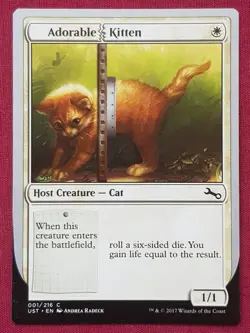 Magic The Gathering UNSTABLE ADORABLE KITTEN white card MTG - Image 1