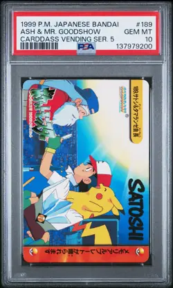 Pokemon Japanese Bandai Ash & Mr. Goodshow #189 PSA 10 GEM MINT Carddass Anime 5 - Image 3