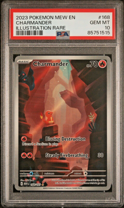 PSA 10 GEM MINT Charmander Illustration Rare 168/165 SV Pokemon 151 2023 English - Image 1