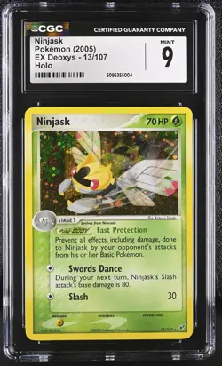 CGC 9 MINT Ninjask 2005 EX Deoxys 13/107 Holo Pokemon Card - Image 1