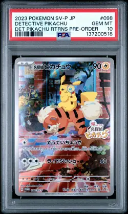 2023 POKEMON JPN SV-P PROMO #098 DETECTIVE PIKACHU PSA 10 - Image 1