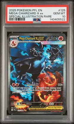 2025 POKEMON PFL EN-PHANTASMAL FLAMES #125 MEGA CHARIZARD X EX PSA 10 - Image 1