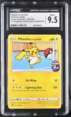 CGC 9.5 PIKACHU ON THE BALL 001 FUTSAL COLLECTION POKEMON MINT + - Image 1