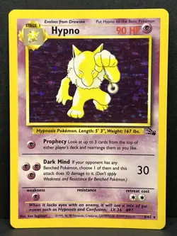 Pokemon TCG Hypno 8/62 Fossil Unlimited Holo Rare WOTC - LP - Image 1