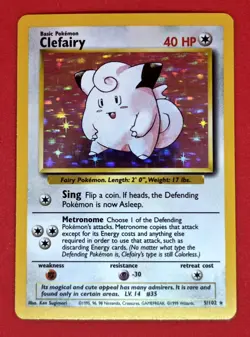 1999 Pokemon TCG Clefairy 5/102 Base Set Holo Rare - VINTAGE - NM/LP - Image 3