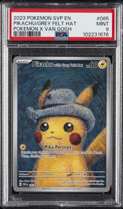 2023 POKEMON SVP EN-SV BLACK STAR PROMO #085 PIKACHU WITH GREY FELT HAT PSA 9 - Image 1