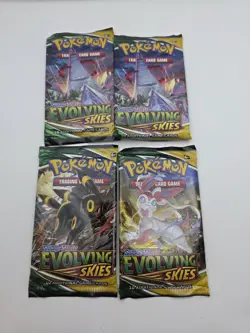 Pokemon Sword & Shield Evolving Skies TCG Booster Pack Lot of 4 - Image 1