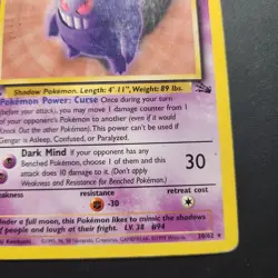1999 Gengar 20/62 - Fossil 1st Edition Non-Holo Rare - Pokemon TCG - HP/DMG - Image 3