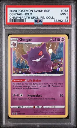 PSA 9 GENGAR HOLO 052 PROMO PIN COLLECTION SWSH CHAMPIONS PATH POKEMON MJ - Image 1
