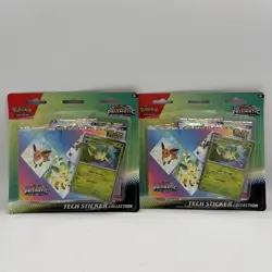 2 Prismatic Evolutions 3 Pack Blister Tech Sticker Collection Pokemon New Sealed - Image 1