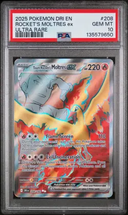 2025 POKEMON DESTINED RIVALS ULTRA RARE TEAM ROCKET'S MOLTRES EX PSA 10 - Image 1
