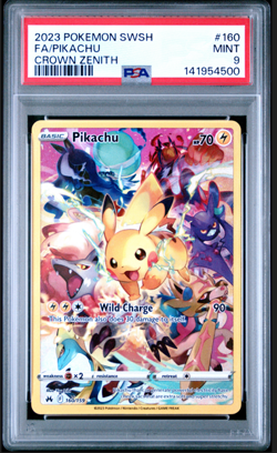 2023 POKEMON SWORD & SHIELD CROWN ZENITH #160 FULL ART/PIKACHU PSA 9 - Image 1