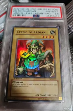 Yugioh Celtic Guardian LOB-007 Super Rare 1st Ed Asian English PSA 8.5 - Image 1