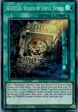 Yugioh WANTED: Seeker of Sinful Spoils (UR) RA03-EN074 1st Edition Ultra Rare NM - Image 1
