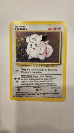 Clefairy - 5/102 - Pokemon Base Set Unlimited Holo Rare Card Vintage LP - Image 1