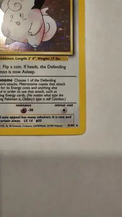 Clefairy - 5/102 - Pokemon Base Set Unlimited Holo Rare Card Vintage LP - Image 4