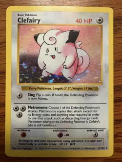 1999 Pokemon TCG Clefairy Base Set Shadowless Holo Rare 5/102 Vintage - Image 1