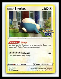 💥 2022 Pokemon SWSH Pokemon GO 055/078 Snorlax Holo Promo - Image 1