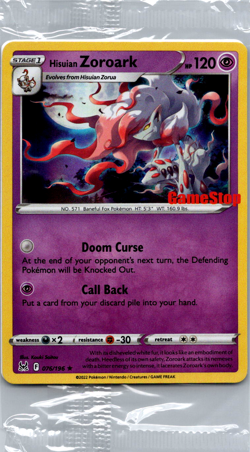Hisuian Zoroark - 076/196 [Lost Origins] GAMESTOP Sealed PROMO - Pokemon NM - Image 1