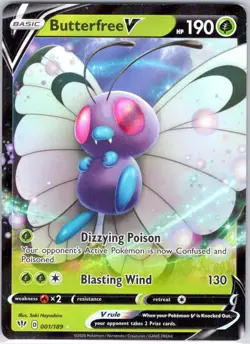 Butterfree V 001/189 Ultra Rare 2020 Pokemon Sword & Shield: Darkness Ablaze NM - Image 1