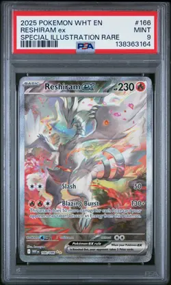 2025 POKEMON WHT EN-WHITE FLARE SPECIAL ILLUSTRATION RARE #166 RESHIRAM EX PSA 9 - Image 1