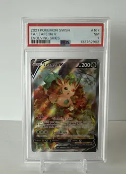 2021 Pokemon SWSH Evolving Skies #167 FA Leafeon V PSA 7 NM - Image 1