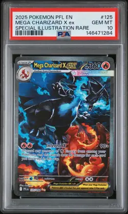 2025 POKEMON PFL EN-PHANTASMAL FLAMES #125 MEGA CHARIZARD X EX PSA 10 - Image 1