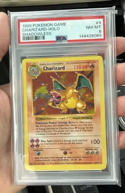 1999 Pokemon Base Set Shadowless CHARIZARD Holo #4/102 PSA 8 *NEW CERT* - Image 4