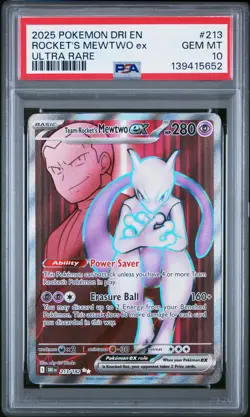 2025 Pokemon Dri EN-Destined Rivals Rocket's Mewtwo EX #213 PSA 10 - Image 1