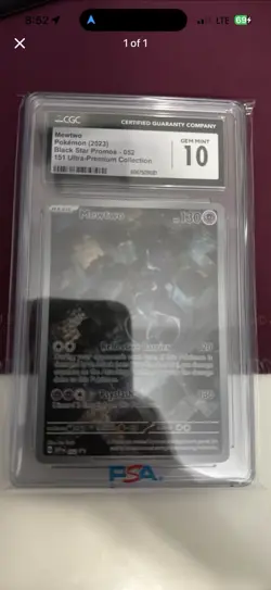 Mewtwo 052 Pokemon Black Star Promo 151 Ultra Premium Collection CGC 10 Gem Mint - Image 1