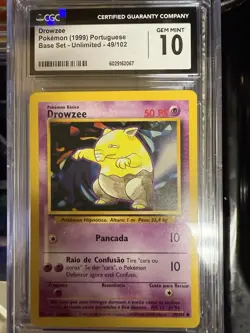 Pokemon TCG Drowzee 1999 Portuguese Base Set Unlimited #49 Cgc 10 “Top Pop” - Image 1