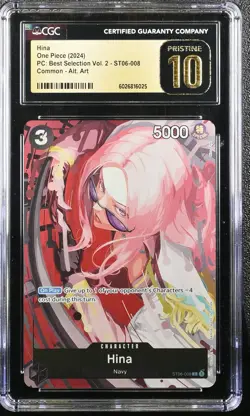 CGC 10 Hina One Piece ST06-008 Common Hina Best Selection Vol.2 Pristine Alt Art - Image 1