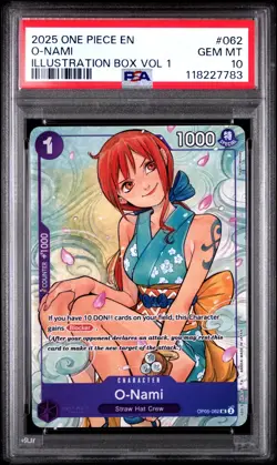 O-Nami (Illustration Box Vol.1) OP05-062 One Piece Promotion Cards Foil PSA 10 - Image 1