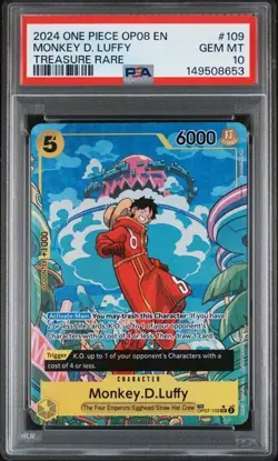 2024 ONE PIECE OP08-TWO LEGENDS TREASURE RARE #109 MONKEY D. LUFFY PSA 10 - Image 1