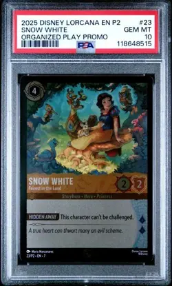 DISNEY LORCANA EN P2-PROMO #23 SNOW WHITE ORGANIZED PLAY PROMO PSA 10 - Image 1