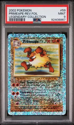 Primeape Reverse Holo Foil Legendary Collection Pokemon Card - PSA 9 MINT - Image 1