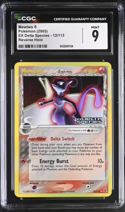 CGC 9 Mewtwo 2005 EX Delta Species 12/113 Reverse Holo STAMPED Pokemon Card - Image 1