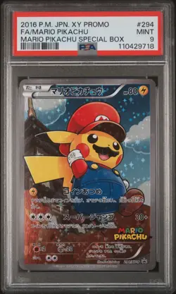 PSA 9 Mario Poncho Pikachu Full Art Holo 294/XY-P Promo Pokemon Card - Image 1