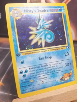 Pokemon Cards: Gym Heroes 1st Edition Rare Holo: Misty's Seadra 9/132 MP CC3 - Image 1