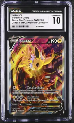 CGC 10 GEM MINT Jolteon V 2021 Black Star Promos SWSH183 Pokemon Card - Image 1