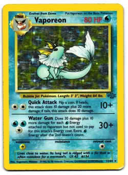 Vaporeon 12/64 - Jungle Rare Pokemon TCG Holo - HP Card - Image 1