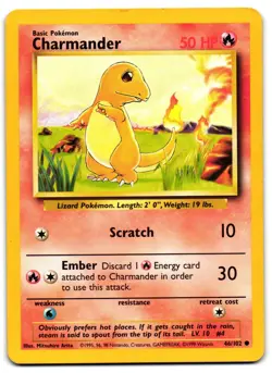 Charmander 46/102 - Base Set Common Pokemon TCG - HP Card - Image 1