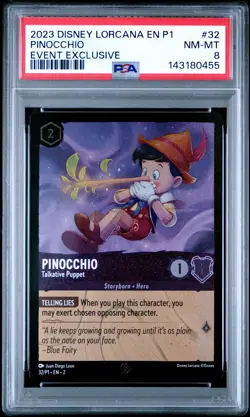 2023 DISNEY LORCANA EN P1-PROMO #32 PINOCCHIO - TALKATIVE PUPPET PSA 8 - Image 1