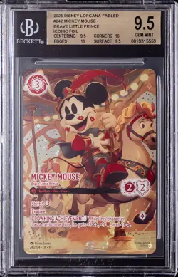 2025 DISNEY LORCANA FABLED ICONIC #242 MICKEY MOUSE BRAVE LITTLE PRINCE BGS 9.5 - Image 1